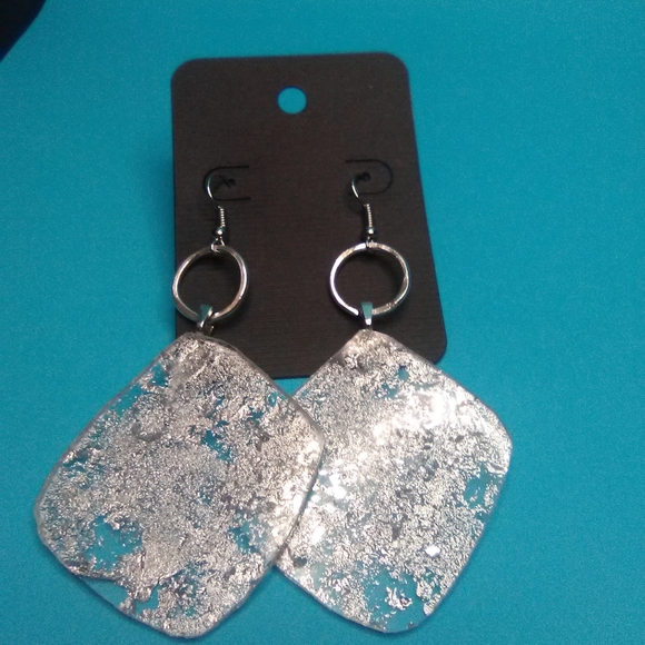 Silver Resin Earrings - Picture 2 of 2
